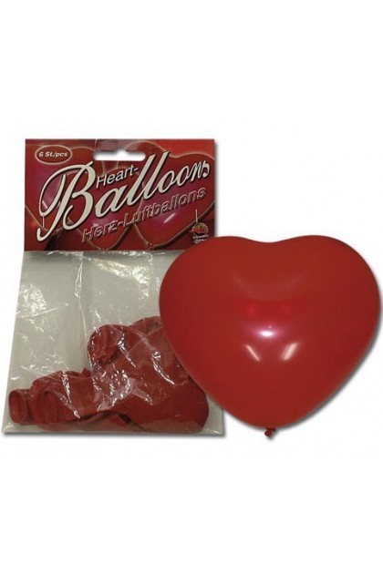 6 ballons rouges en forme de coeur